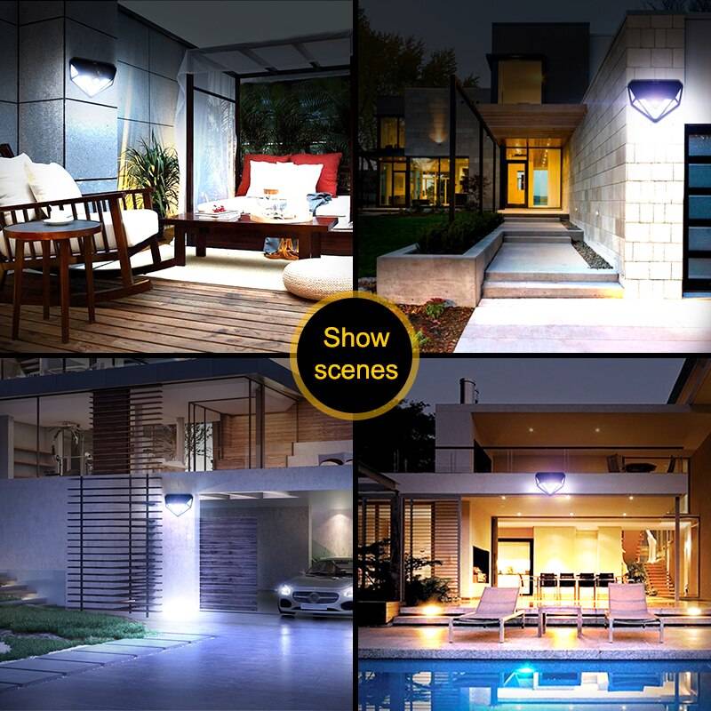 166 LED 270 Degree Wide Angle Motion Sensor Solar Light Exterior Wall Lamps Solar Powered Security Lights
