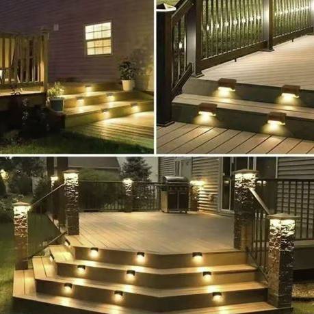 4/8/12Pcs Outdoor Solar LED Deck Fence Stair Lights Deck Pathway Lights