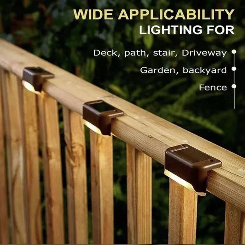 4/8/12Pcs Outdoor Solar LED Deck Fence Stair Lights Deck Pathway Lights