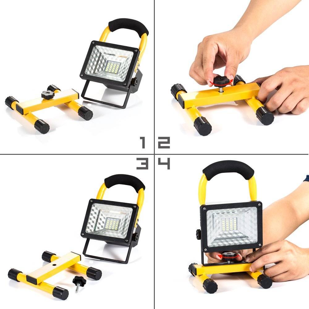 New Portable Rechargeable LED Floodlight Spotlight | Movable Work Light 24LED with 3*18650 Batteries Power + AC Charger Lanterns & Work Lights