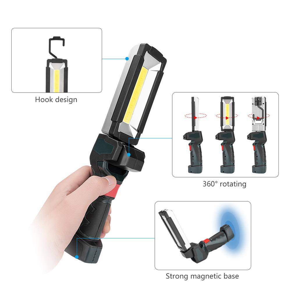 5 Modes COB LED Work Light Flashlight Lantern | Built-in Rechargeable Battery / 360 Degree Rotating / Powerful Magnet Flash Lights & Head Lamps Lanterns & Work Lights