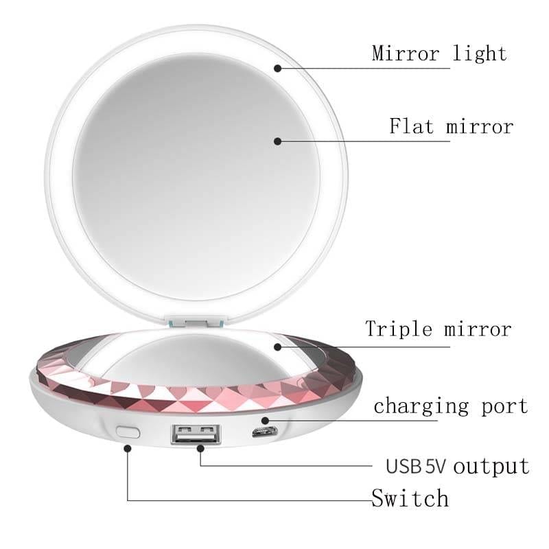 Portable Cosmetic Mirror Light with Hand Warmer Lighting Tech Gadgets Vanity Lights