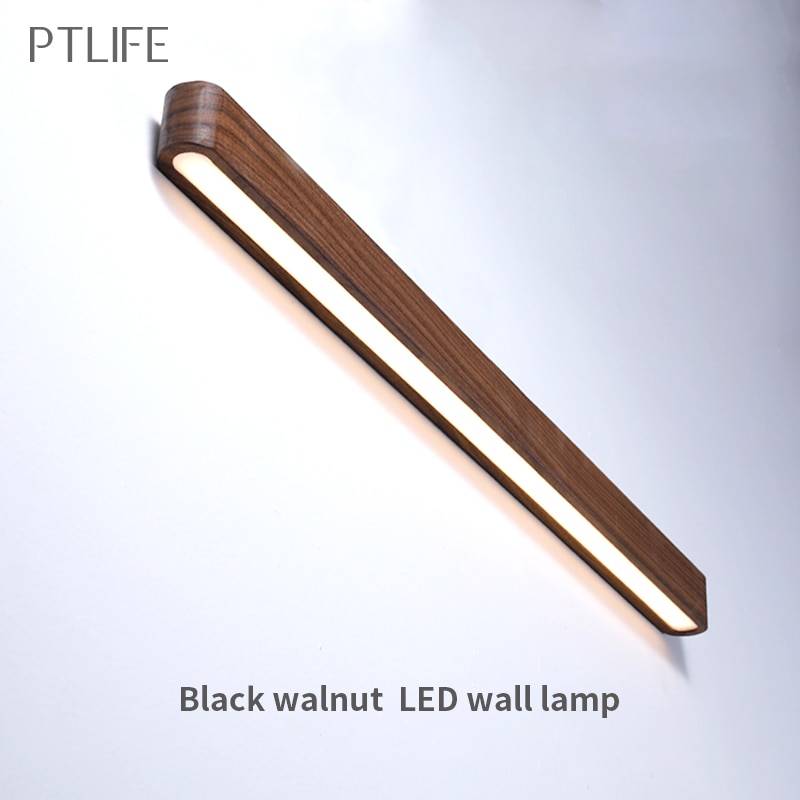 Modern Solid Walnut Wood LED Long Wall Lamp Indoor Wall Lamps