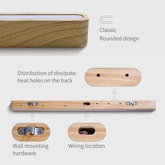 Solid Wooden Linear LED Wall Lamp Wall Lamps (Indoor)