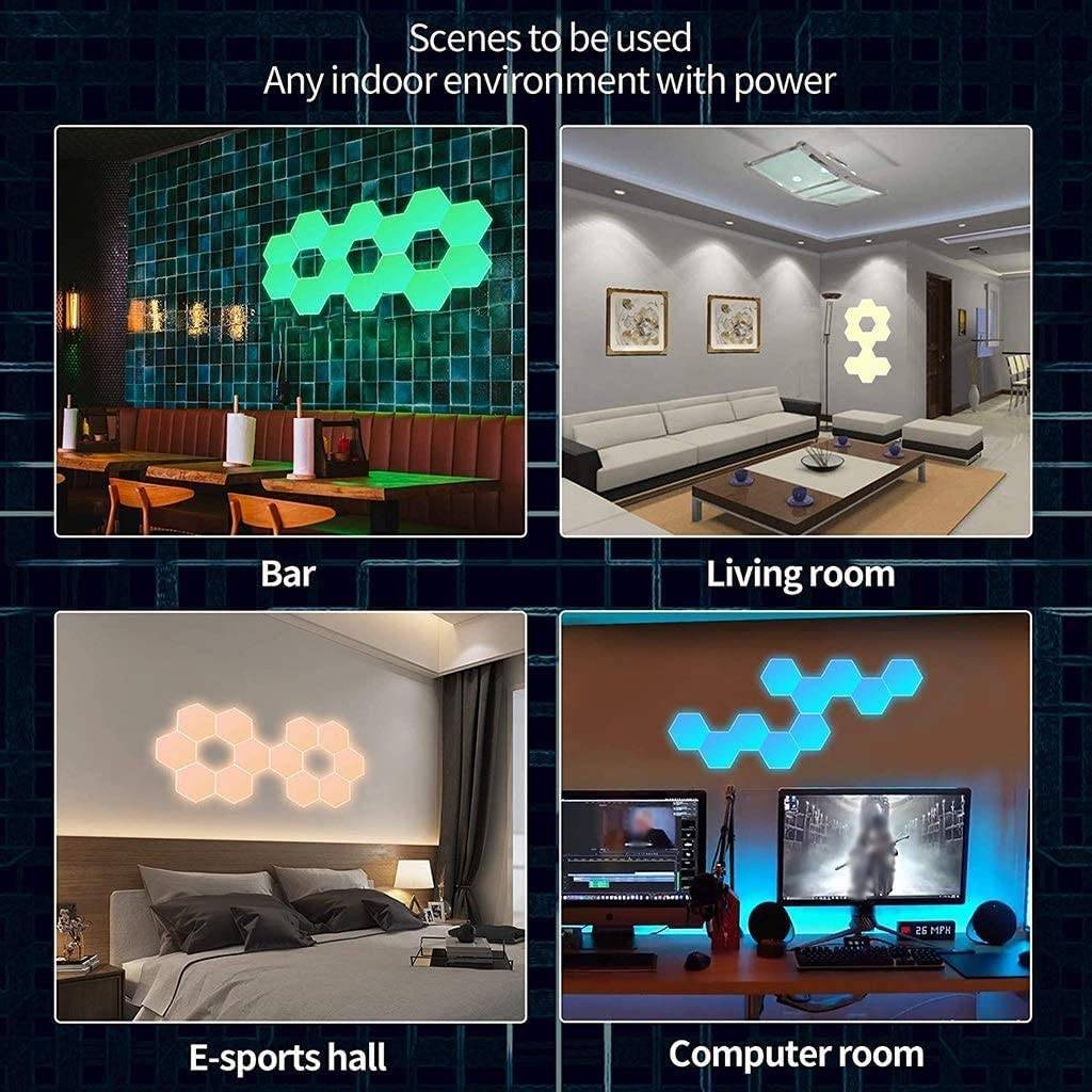 New LED Honeycomb Lights Quantum Hexagonal Light USB Touch /Remote Control 7 Color Discoloration for Bedroom DIY Decor Wall Lamp Indoor Wall Lamps