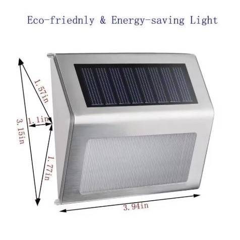 Outdoor Solar Stainless Steel Stair Lights Deck Pathway Lights Outdoor Landscape Lightings