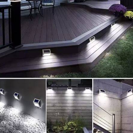 Outdoor Solar Stainless Steel Stair Lights Deck Pathway Lights Outdoor Landscape Lightings