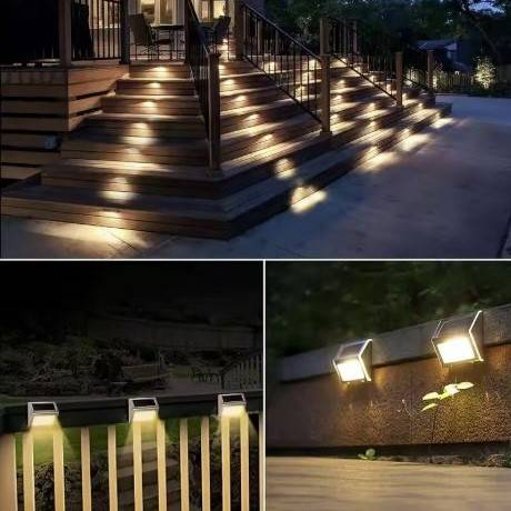 Outdoor Solar Stainless Steel Stair Lights Deck Pathway Lights Outdoor Landscape Lightings