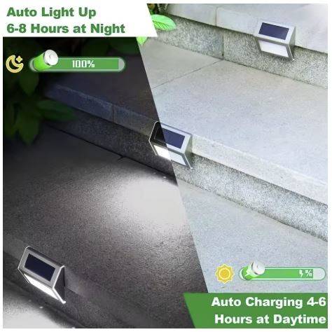 Outdoor Solar Stainless Steel Stair Lights Deck Pathway Lights Outdoor Landscape Lightings