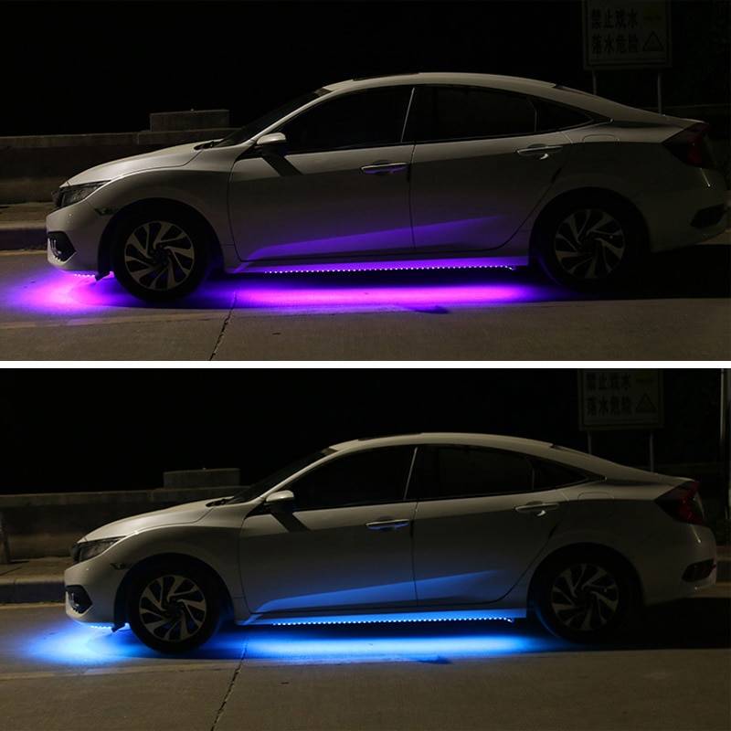 12V Under Car LED Lights Underglow Flexible Strip Lights RGB Atmosphere Lamp Auto Chassis Underbody System Light Car Accessories Lighting Gadgets