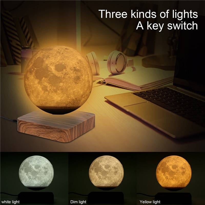 NEW design Creative 3D Magnetic Levitation Moon Lamp Night Light Rotating Led Moon Floating Lamp Home Decoration Holiday Lighting Gadgets