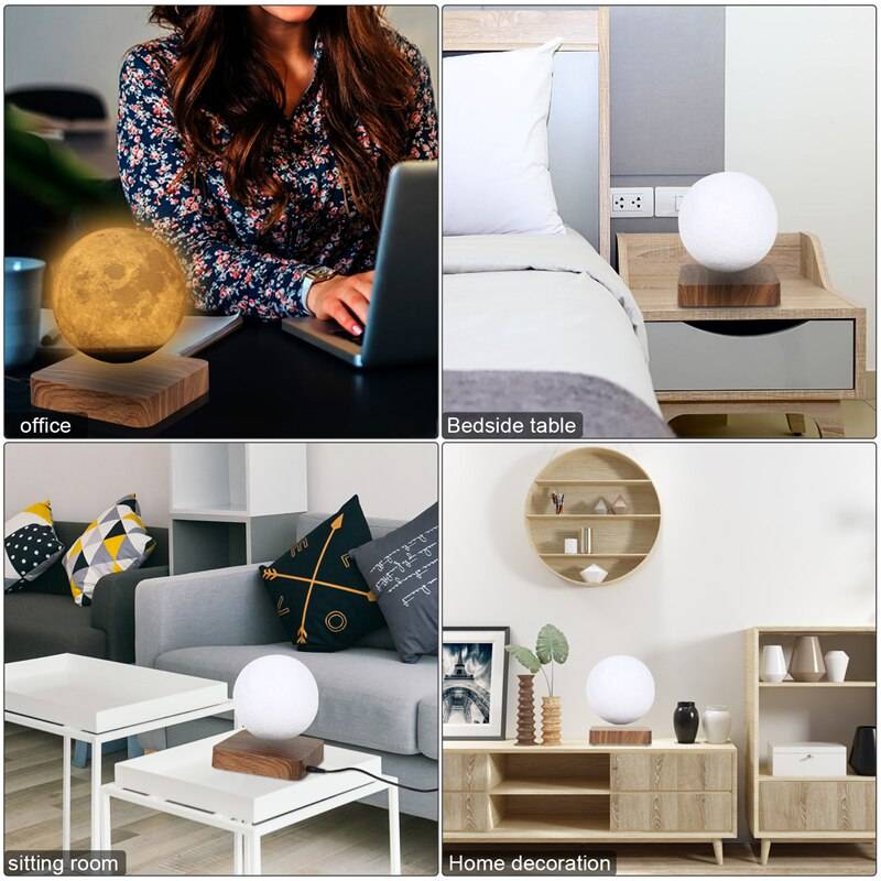 NEW design Creative 3D Magnetic Levitation Moon Lamp Night Light Rotating Led Moon Floating Lamp Home Decoration Holiday Lighting Gadgets