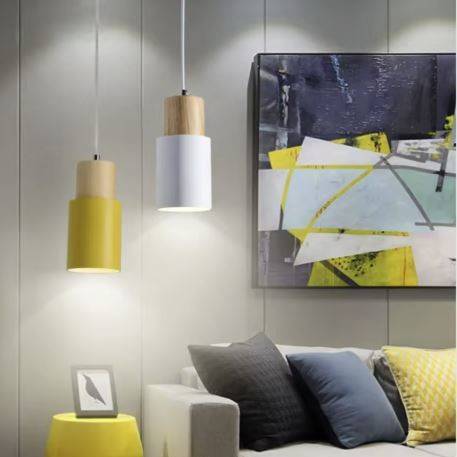 Nordic Wood & Colorful Aluminum fixture Pendant Lights Pendant Lights