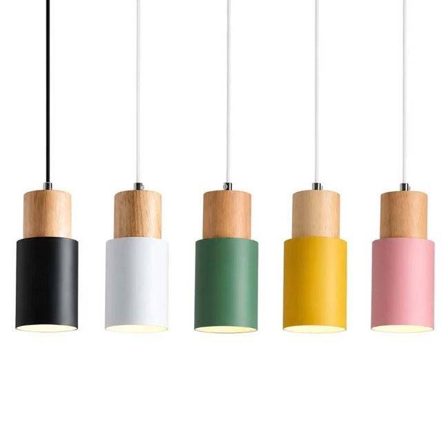 Nordic Wood & Colorful Aluminum fixture Pendant Lights Pendant Lights
