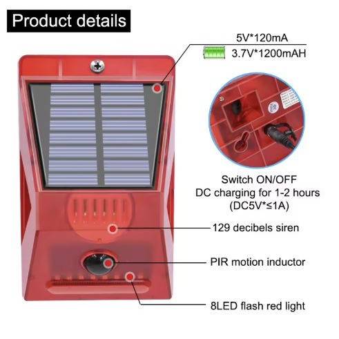 Solar Security Warning Siren Light Exterior Wall Lamps Solar Powered Security Lights Solar Security Warning Siren Light Exterior Wall Lamps Solar Powered Security Lights