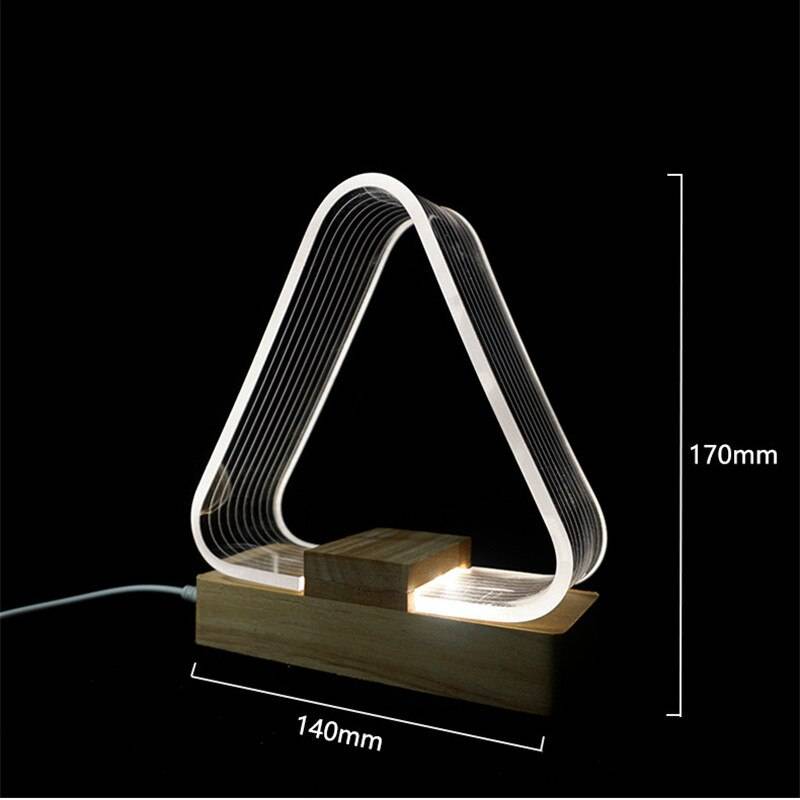 3D Nordic Style Desk Lamp USB Rechargeable Dimmable Warm White Geometric Modeling Acrylic LED Night Light Wood Base Desk & Table Lamps