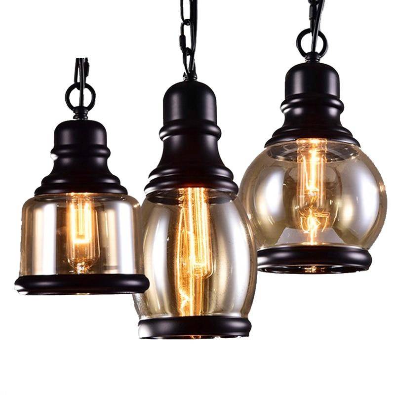 Industrial Style Vintage Amber Glass Pendant Lamp Pendant Lights