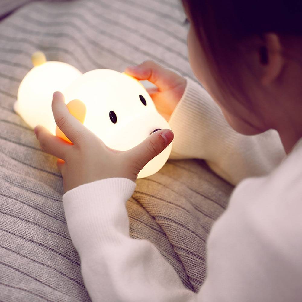 Silicone Dog LED Night Light Touch Sensor 2 Colors Dimmable Timer USB Rechargeable Bedside Puppy Lamp for Children Baby Gift Night Lamps