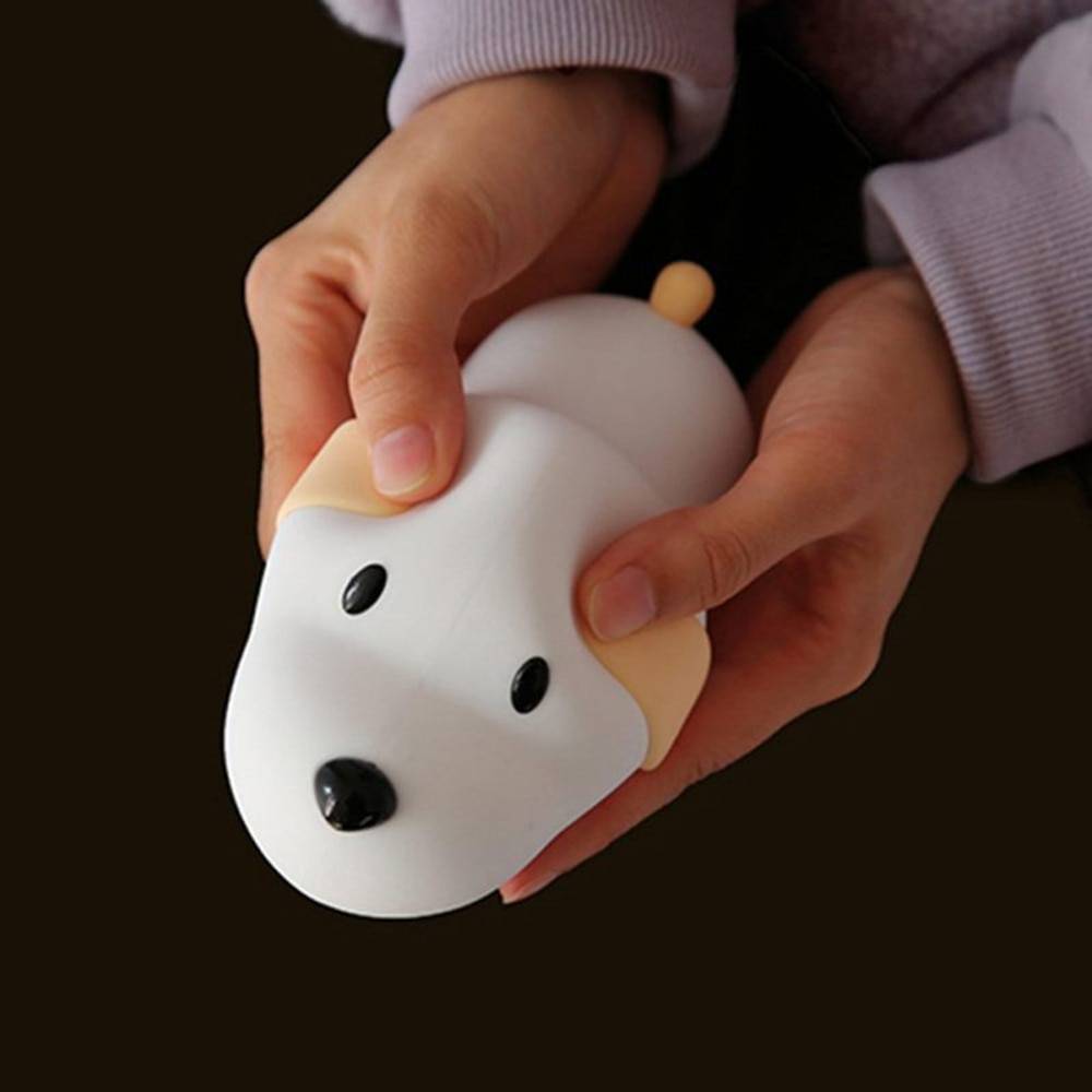 Silicone Dog LED Night Light Touch Sensor 2 Colors Dimmable Timer USB Rechargeable Bedside Puppy Lamp for Children Baby Gift Night Lamps
