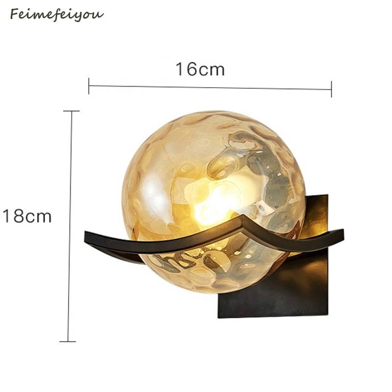 2021 New modern minimalist wall lamp Creative round glass bedside wall lamp led living room study bedroom interior lighting Wall Lamps (Indoor)
