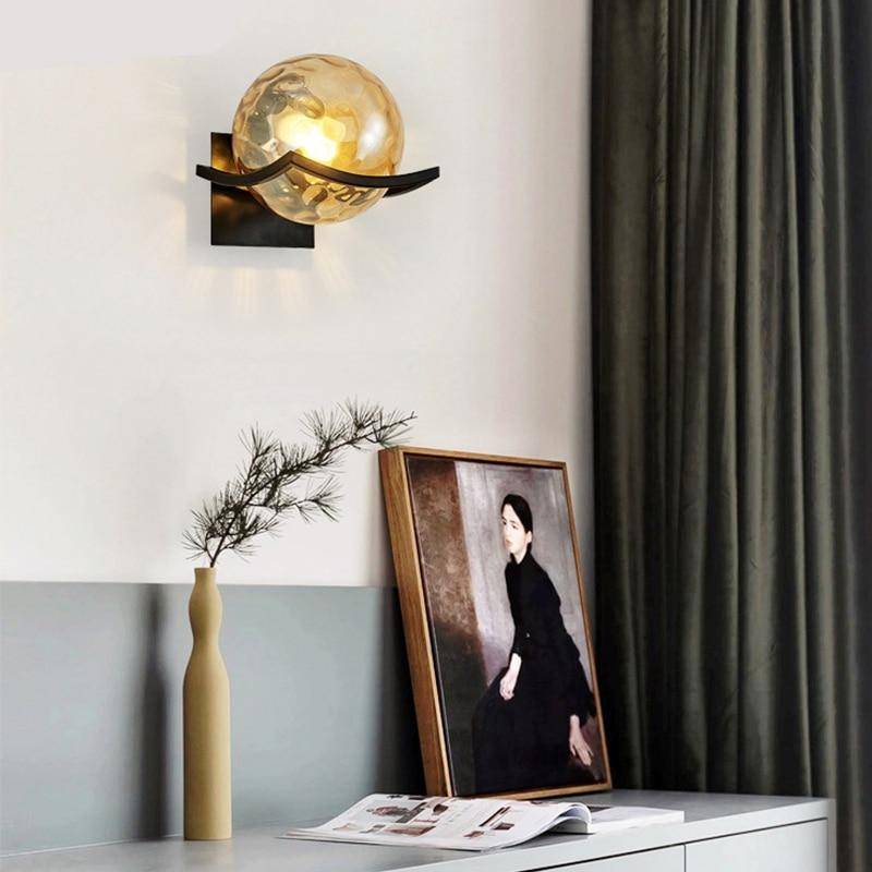2021 New modern minimalist wall lamp Creative round glass bedside wall lamp led living room study bedroom interior lighting Wall Lamps (Indoor)