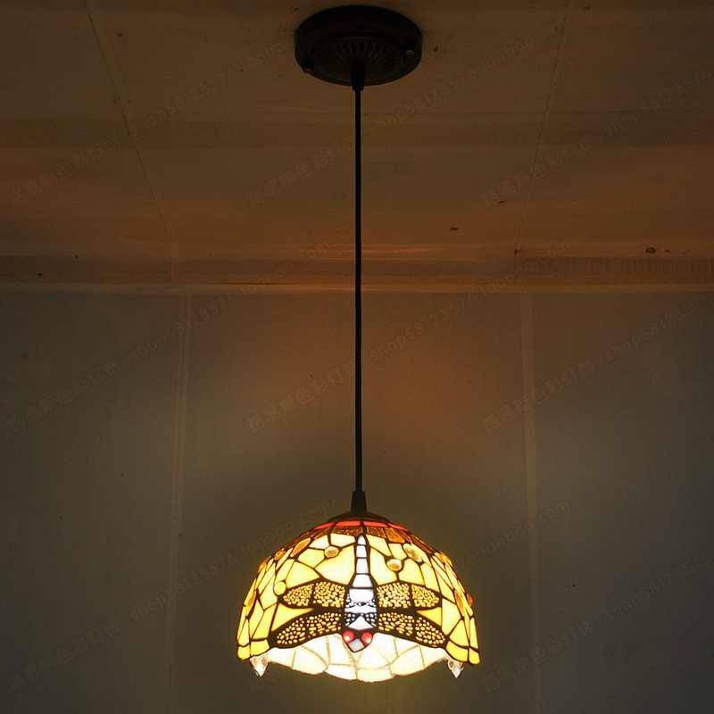 8 Inch American Stained Glass Chandelier Tiffany Style Restaurant Sink Bay Window Lighting European Antique Porch Balcony Light Pendant Lights