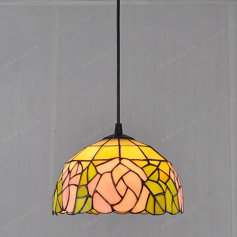 8 Inch American Stained Glass Chandelier Tiffany Style Restaurant Sink Bay Window Lighting European Antique Porch Balcony Light Pendant Lights
