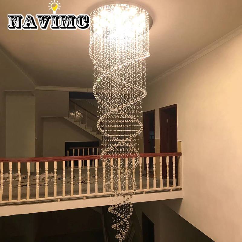 Modern LED Crystal Chandeliers Light Fixture for Staircase Stair Lights Luxury Hotel Villa Vanity Bedroom Hanging Lamp Chandeliers