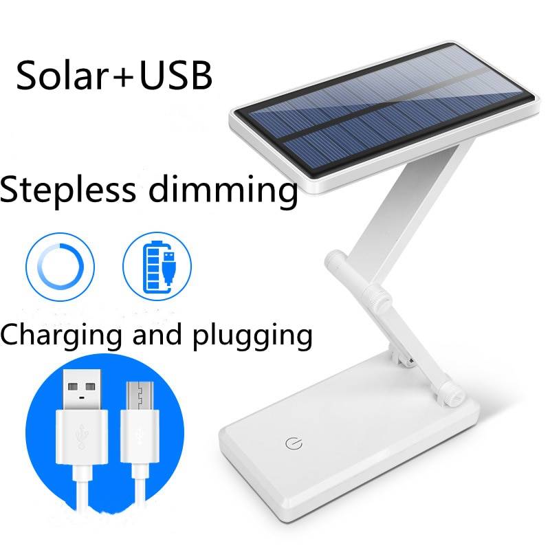 Solar Rechargeable Dual-purpose Table Lamp Led Eye Protection Learning Lamp USB Foldable Night Light Student Gift Drop Shipping Desk & Table Lamps