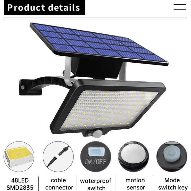Super-Bright Wide Solar Panel Wall Lamp Exterior Wall Lamps Solar Powered Security Lights