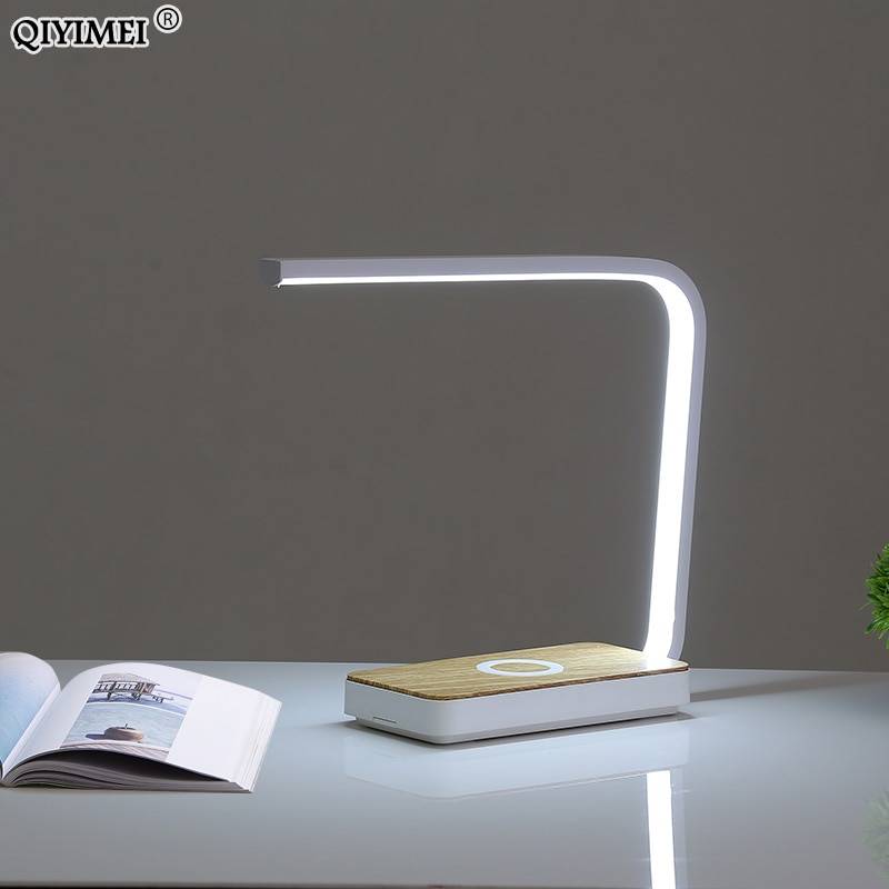Wireless Charging Table Lamps For Bedroom Reading Light Bedside Study Eye Protect White Gold Frame Touch Dimming Lighting Techo Charger with Light Lighting Tech Gadgets