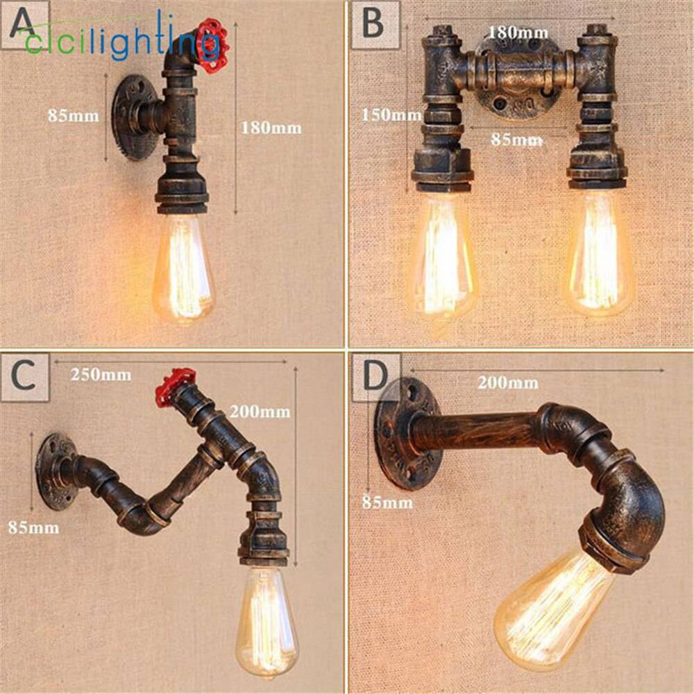 Loft Retro Iron Industrial Water Pipe Wall Light with on off Switch Lamp Vintage Style Pipe Wall Sconces Steam Water Pipe Lamp Wall Lamps (Indoor)