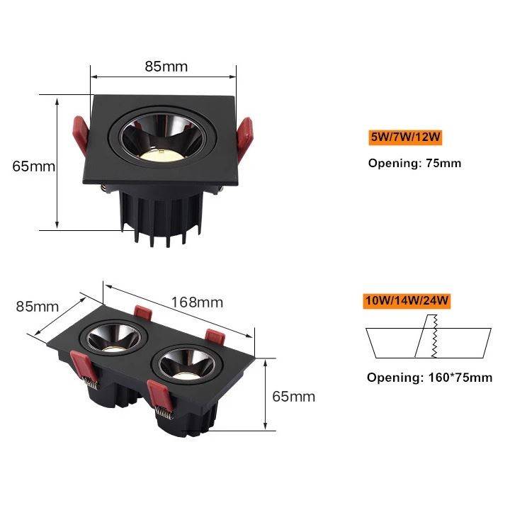 Single/Double Head LED Recessed Ceiling Spotlight Fixtures LED Ceiling Downlights