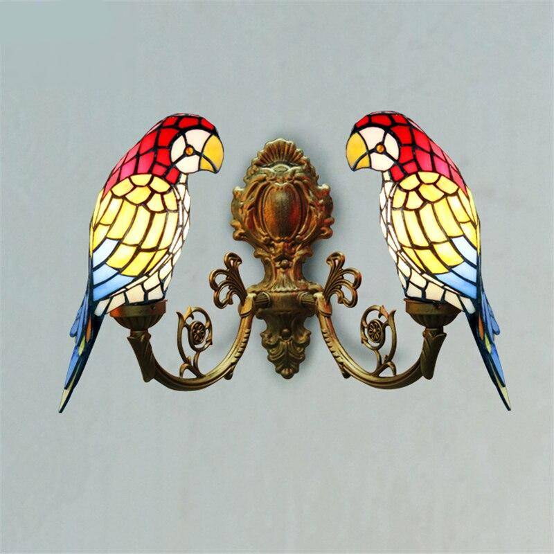 Stained Glass Art Tiffany Parrot Wall Lamp Wall Lamps (Indoor)