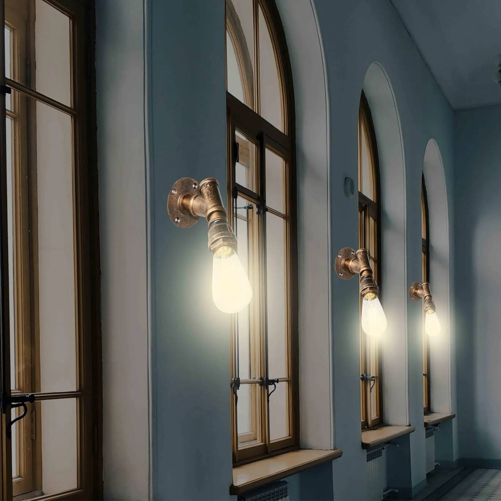 Vintage Industrial Metal Steampunk Water Pipe Wall Lamps Wall Lamps (Indoor) Vintage Industrial Metal Steampunk Water Pipe Wall Lamps Wall Lamps (Indoor)