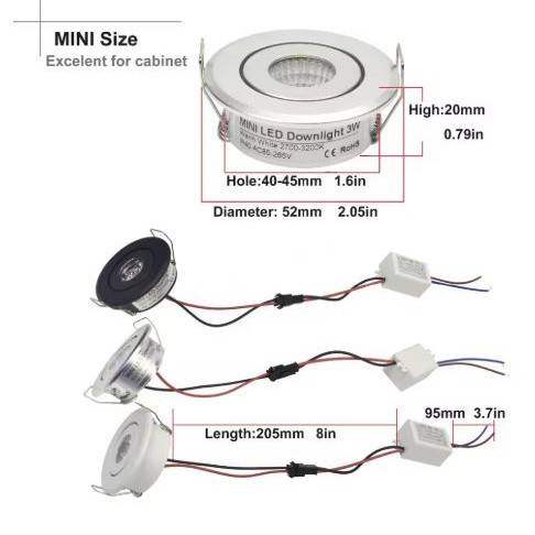 10PCs/Pk Mini Recessed LED Cabinet Spotlights LED Ceiling Downlights