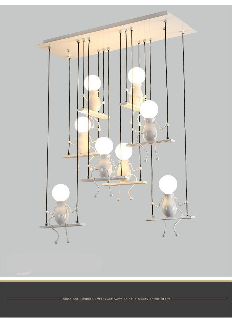 Creative Little Man Swing Pendant Light Modern Hanging Lamp Children's Room Bedroom Beside Metal Cord Pandant Lamps For Kids