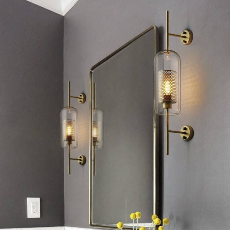 Modern Gold & Glass Shade Loft Wall Sconces Lamp Wall Lamps (Indoor)