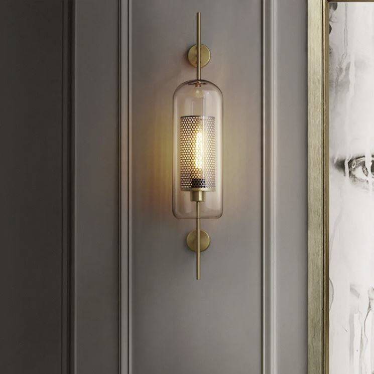 Modern Gold & Glass Shade Loft Wall Sconces Lamp Wall Lamps (Indoor)