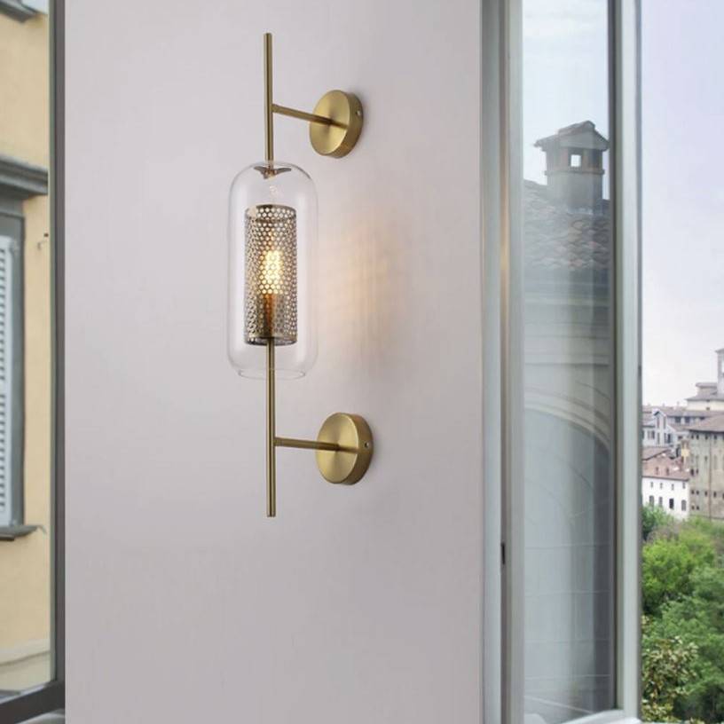 Modern Gold & Glass Shade Loft Wall Sconces Lamp Wall Lamps (Indoor)