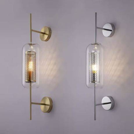 Modern Gold & Glass Shade Loft Wall Sconces Lamp Wall Lamps (Indoor)