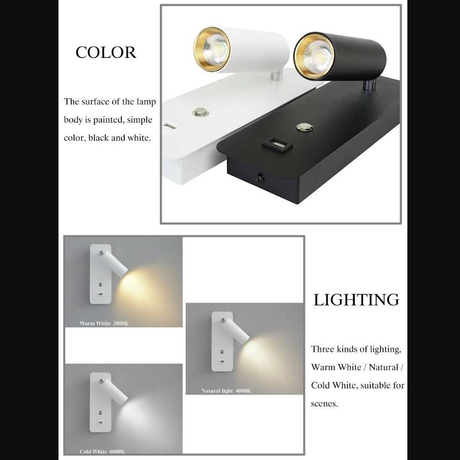 USB Charging Wall Sconce Reading Lamp Wall Lamps (Indoor)