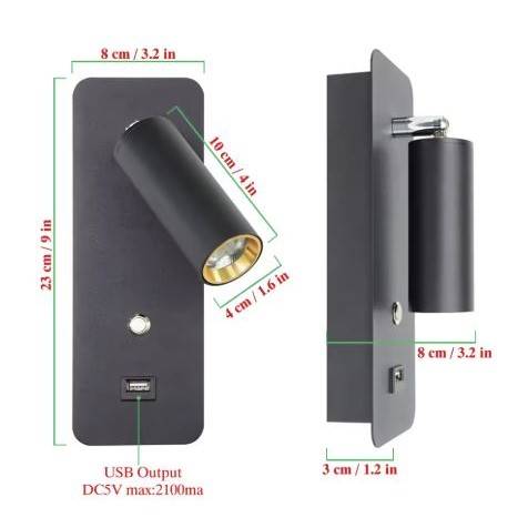 USB Charging Wall Sconce Reading Lamp Wall Lamps (Indoor)