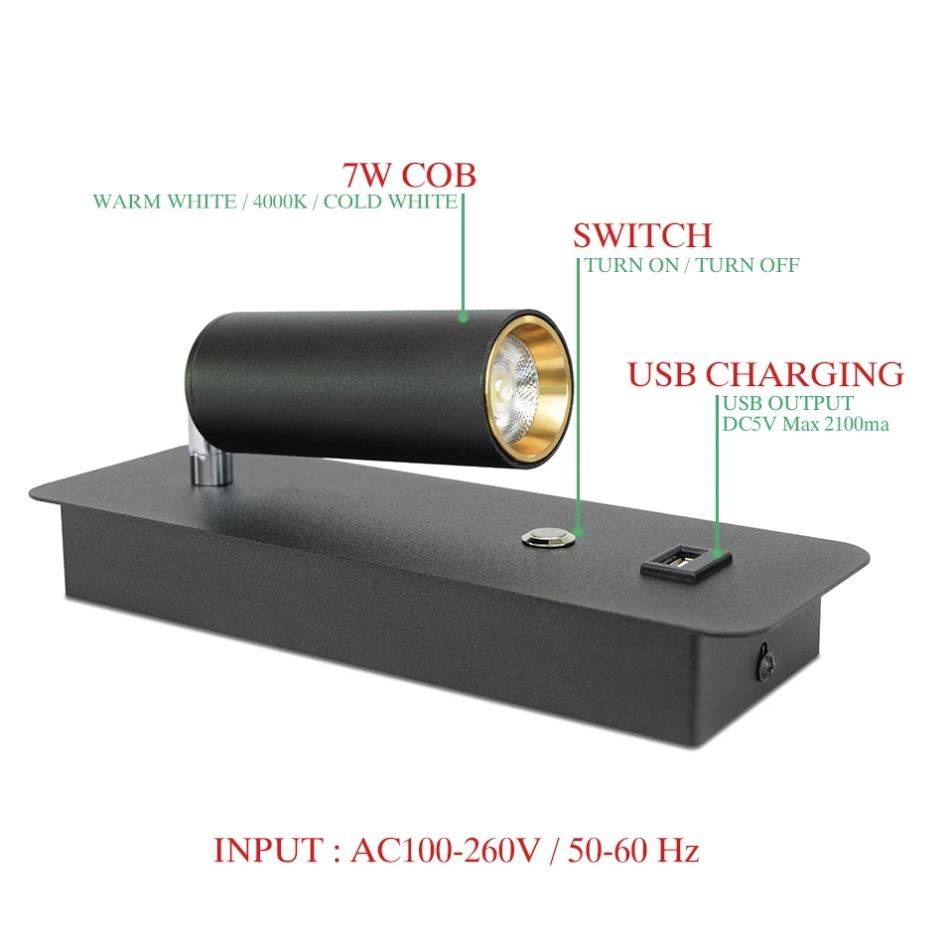 USB Charging Wall Sconce Reading Lamp Wall Lamps (Indoor)