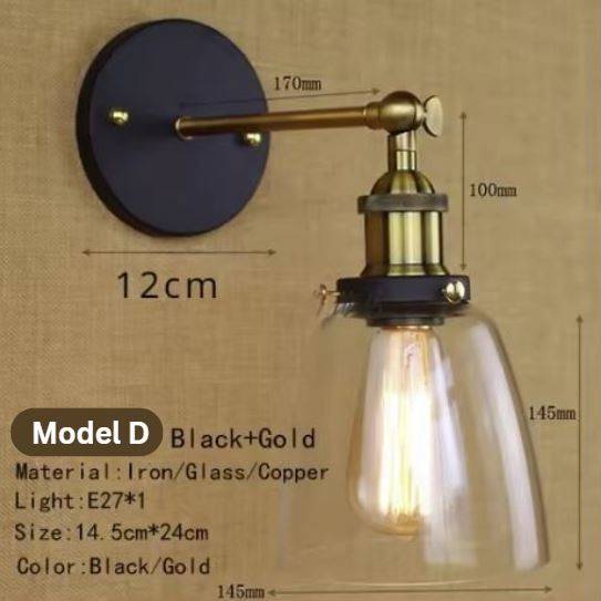 Vintage Loft Single Glass Head Wall Sconce Lamp Wall Lamps (Indoor) Vintage Loft Single Glass Head Wall Sconce Lamp Wall Lamps (Indoor)