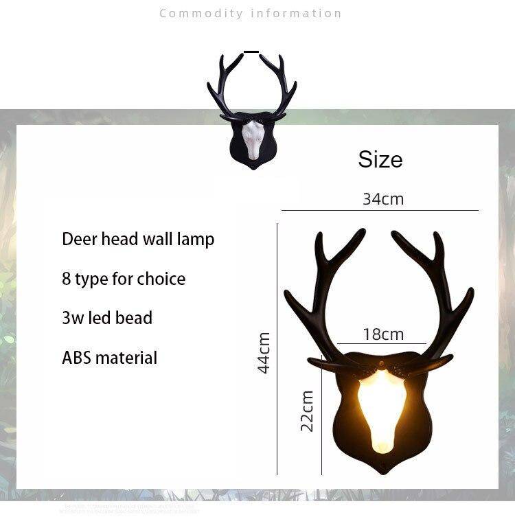 Kobuc Creative Decor TV Background Light Wall Surface Mounted Nordic 8 Types Deer Antler Wall Light LED Night Lights Bar Aisle