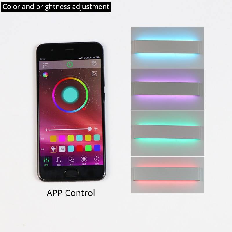 LED Wall Light RGB Dimmable APP Remote Control Bluetooth-compatible Wall Lamp For Decorative Atmosphere Input AC220V/110V Wall Lamps (Indoor)