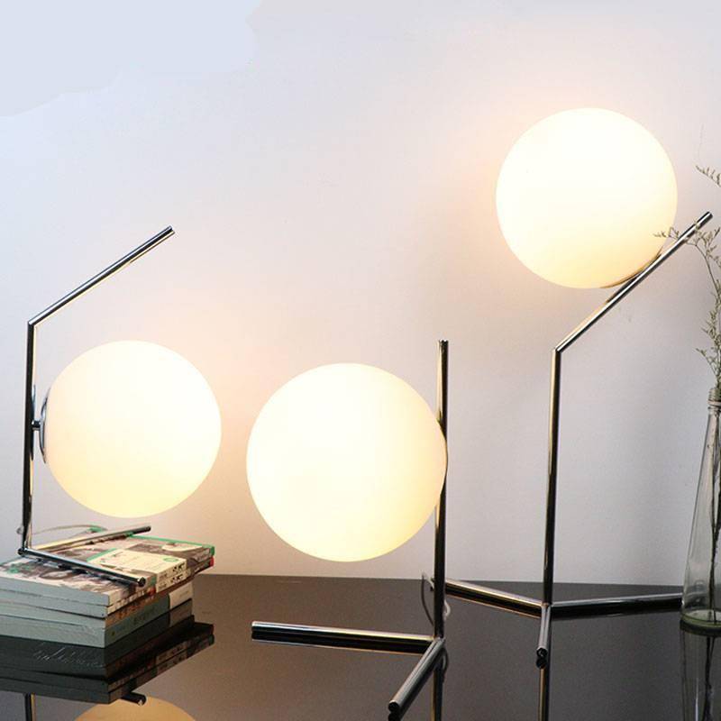 Glass Ball & Brass Stand Table Lamp Desk & Table Lamps