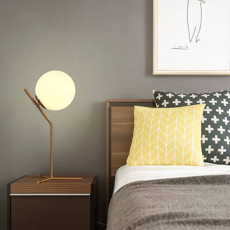 Glass Ball & Brass Stand Table Lamp Desk & Table Lamps