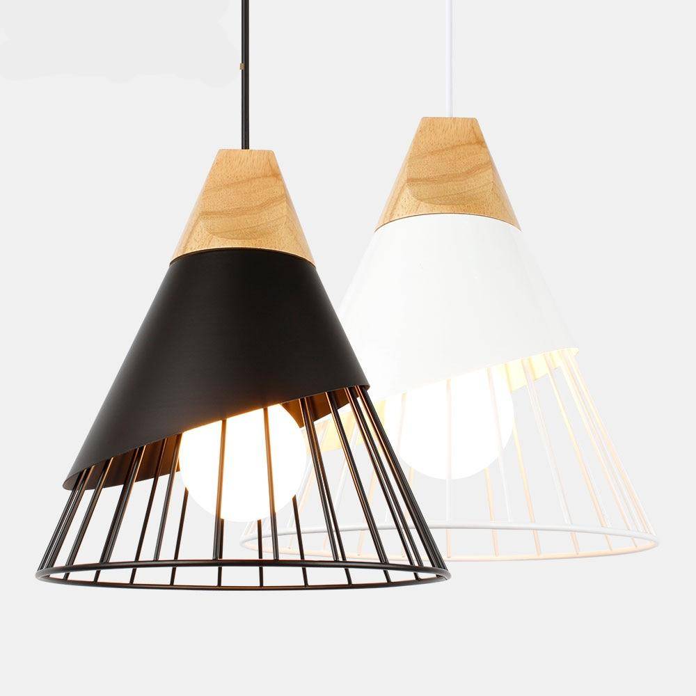 Nordic Wooden Deco Cage Cone Pendant Lights Pendant Lights
